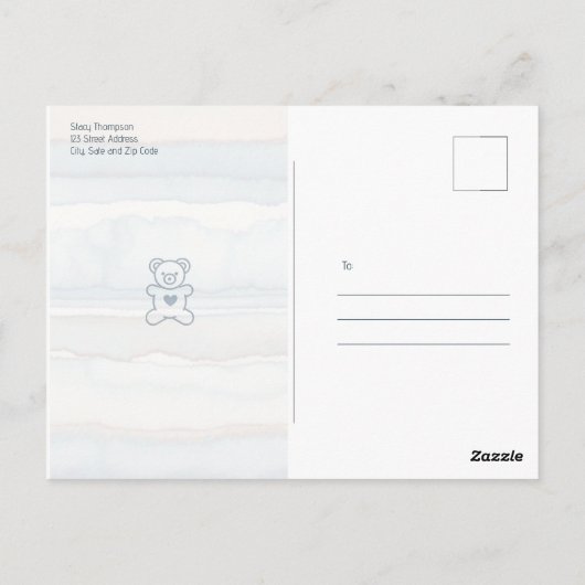 コージーカジュアルビーベビーシャワー招待状 ポストカード (裏面)