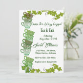 コージーカップパグリーンティーカップアフタヌーンティーパーティー 招待状 (スタンド正面)