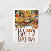 コージーカラフルウィッシュオータム秋ハッピーバースデー カード (正面/裏面インサイチュ)