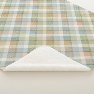 コージーカラフルタータンチェックシェルパブランケット シェルパブランケット