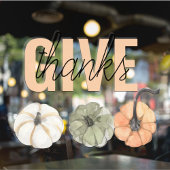 コージーカラフルパステル与えと感謝していパンプキン ウィンドウサイン