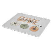 コージーカラフルパステル与えと感謝していパンプキン カッティングボード (角)