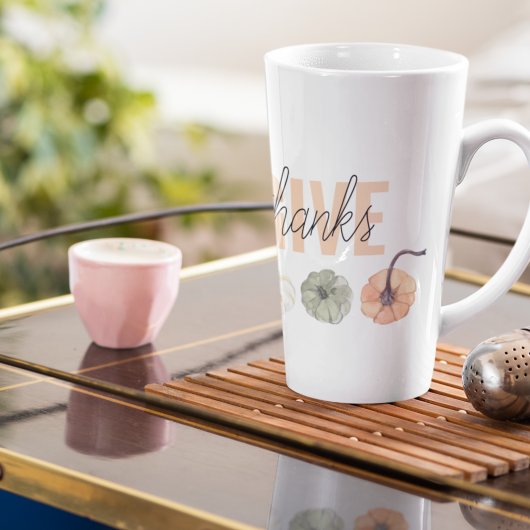 コージーカラフルパステル与えと感謝していパンプキン カフェラテマグ