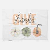 コージーカラフルパステル与えと感謝していパンプキン キッチンタオル (横)