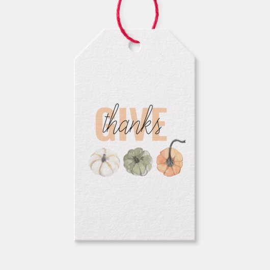 コージーカラフルパステル与えと感謝していパンプキン ギフトタグ (正面)