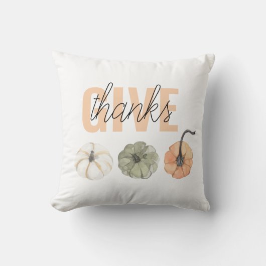 コージーカラフルパステル与えと感謝していパンプキン クッション (正面)