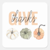 コージーカラフルパステル与えと感謝していパンプキン スクエアシール (正面)