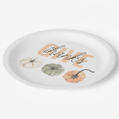 コージーカラフルパステル与えと感謝していパンプキン ペーパープレート (アングル)