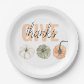 コージーカラフルパステル与えと感謝していパンプキン ペーパープレート (正面)