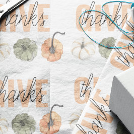 コージーカラフルパステル与えと感謝していパンプキン ラッピングペーパーシート