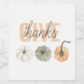 コージーカラフルパステル与えと感謝していパンプキン ワインラベル (シングルラベル)