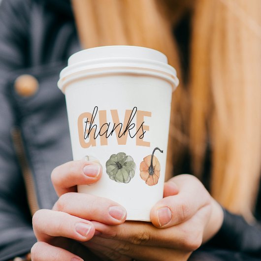 コージーカラフルパステル与えと感謝していパンプキン 紙コップ