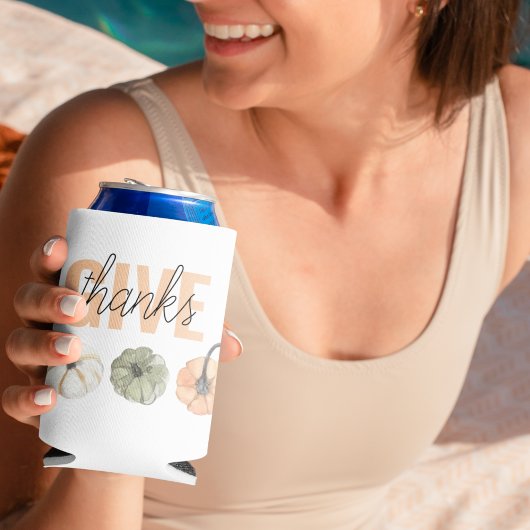 コージーカラフルパステル与えと感謝していパンプキン 缶クーラー