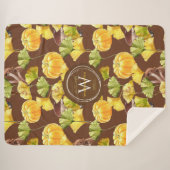 コージーカラフル秋の水の色パターンモノグラム シェルパブランケット (正面(横))