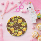 コージーカラフル秋の水の色パターンモノグラム ペーパープレート (パーティー)