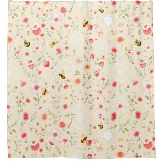 コージーカントリーサイドシャワーカーテン – コテージコア シャワーカーテン (正面)