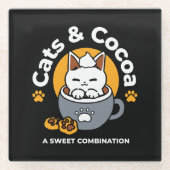 コージーキャットとポークッキーを使用したホリデーマグデザイン ガラスコースター (正面)