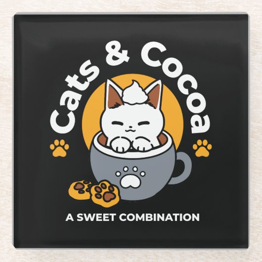 コージーキャットとポークッキーを使用したホリデーマグデザイン ガラスコースター (正面)