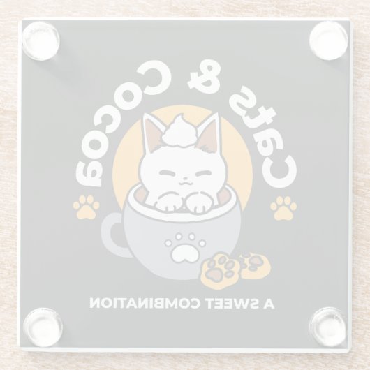 コージーキャットとポークッキーを使用したホリデーマグデザイン ガラスコースター (裏面)