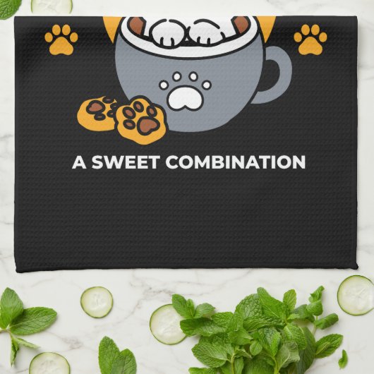 コージーキャットとポークッキーを使用したホリデーマグデザイン キッチンタオル (折り畳み)