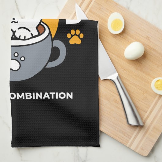 コージーキャットとポークッキーを使用したホリデーマグデザイン キッチンタオル (四つ折り)