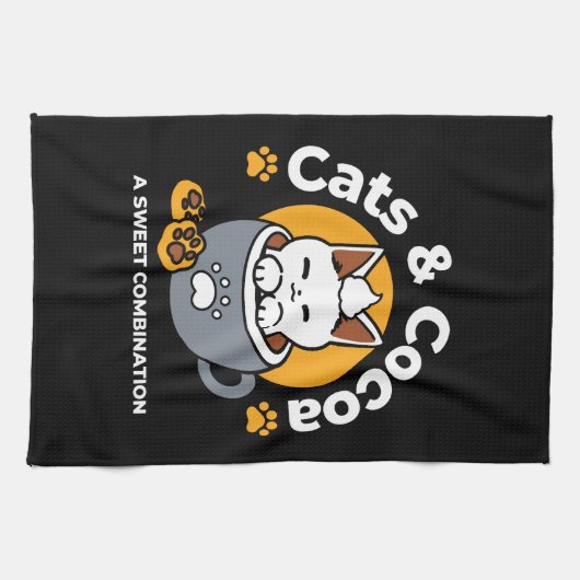 コージーキャットとポークッキーを使用したホリデーマグデザイン キッチンタオル (横)