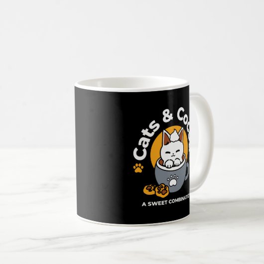 コージーキャットとポークッキーを使用したホリデーマグデザイン コーヒーマグカップ (正面右)