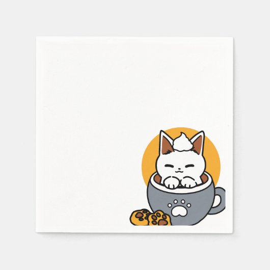コージーキャットとポークッキーを使用したホリデーマグデザイン スタンダードカクテルナプキン (正面)