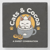 コージーキャットとポークッキーを使用したホリデーマグデザイン ストーンコースター (正面)