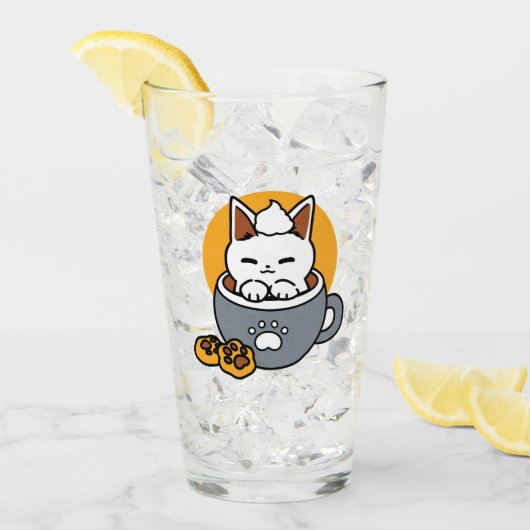 コージーキャットとポークッキーを使用したホリデーマグデザイン タンブラーグラス (アイス正面)