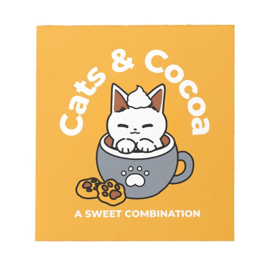 コージーキャットとポークッキーを使用したホリデーマグデザイン ノートパッド (正面)