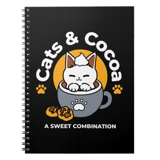 コージーキャットとポークッキーを使用したホリデーマグデザイン ノートブック (正面)