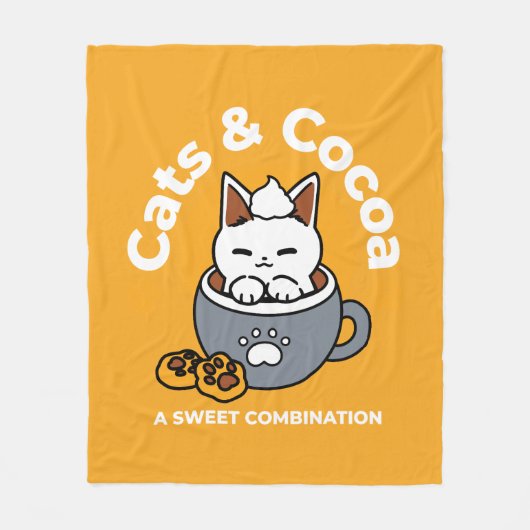 コージーキャットとポークッキーを使用したホリデーマグデザイン フリースブランケット (正面)