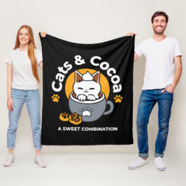 コージーキャットとポークッキーを使用したホリデーマグデザイン フリースブランケット