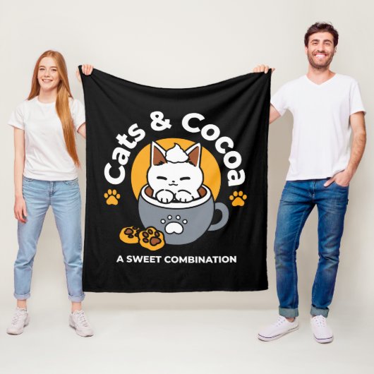 コージーキャットとポークッキーを使用したホリデーマグデザイン フリースブランケット (インサイチュ)