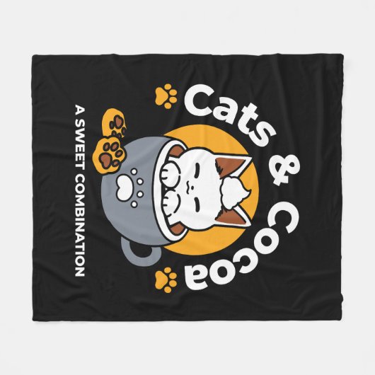 コージーキャットとポークッキーを使用したホリデーマグデザイン フリースブランケット (正面(横))