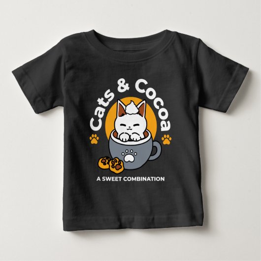 コージーキャットとポークッキーを使用したホリデーマグデザイン ベビーTシャツ (正面)