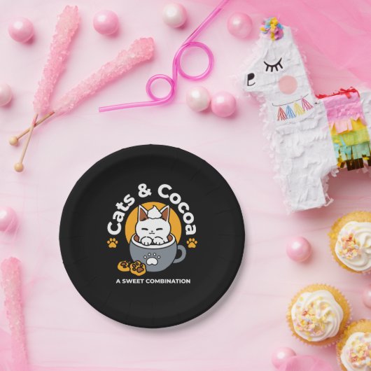 コージーキャットとポークッキーを使用したホリデーマグデザイン ペーパープレート (パーティー)