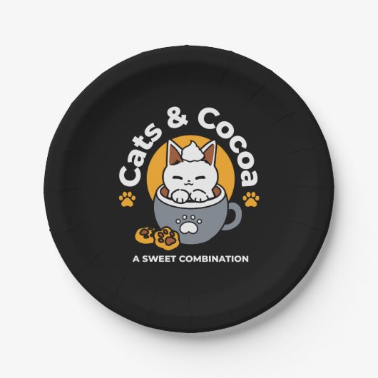 コージーキャットとポークッキーを使用したホリデーマグデザイン ペーパープレート (正面)