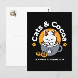 コージーキャットとポークッキーを使用したホリデーマグデザイン ポストカード