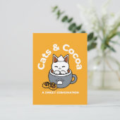 コージーキャットとポークッキーを使用したホリデーマグデザイン ポストカード (スタンド正面)