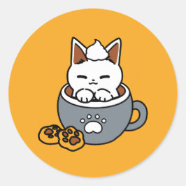 コージーキャットとポークッキーを使用したホリデーマグデザイン ラウンドシール