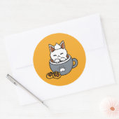 コージーキャットとポークッキーを使用したホリデーマグデザイン ラウンドシール (封筒)