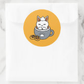 コージーキャットとポークッキーを使用したホリデーマグデザイン ラウンドシール (バッグ)