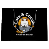 コージーキャットとポークッキーを使用したホリデーマグデザイン ラージペーパーバッグ (正面)