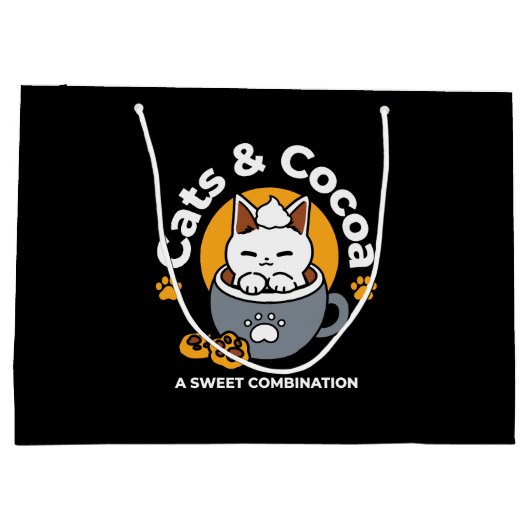 コージーキャットとポークッキーを使用したホリデーマグデザイン ラージペーパーバッグ (裏面)