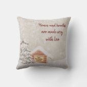 コージーキャビンスノーウィーウィンターシーン装飾用クッション クッション (裏面)