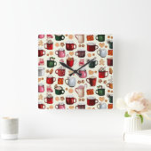 コージーキャビンホットココアアンドウィンタートリートメント スクエア壁時計 (ホーム)