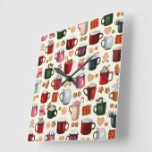 コージーキャビンホットココアアンドウィンタートリートメント スクエア壁時計 (傾斜)