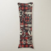 コージーキャビン心地よい – レッド&ブラックバッファロープレイド ボディピロー (正面縦)